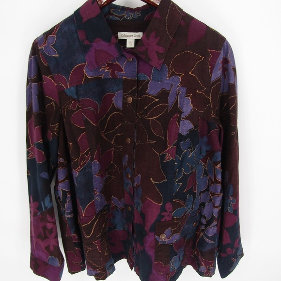 Coldwater Creek Womens Floral Print Cotton Jacket Size 20 Button Front - Picture 1 of 8